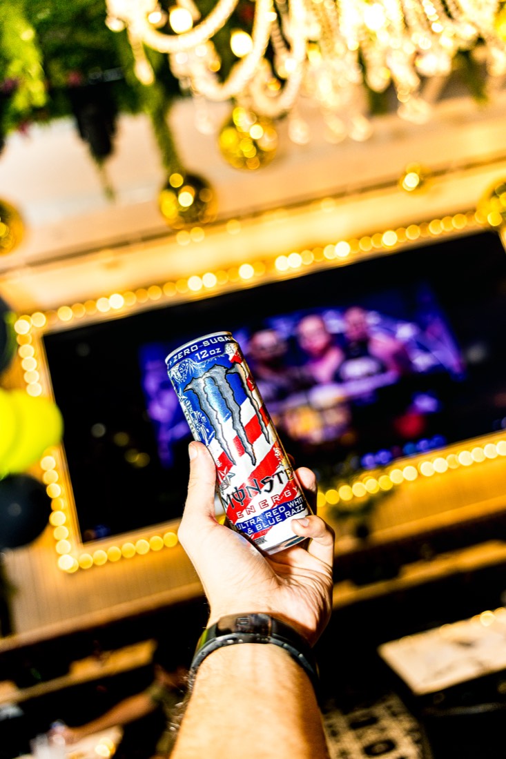 The Monster Ultra Red White and Blue RAZ can held up with the fight on screen